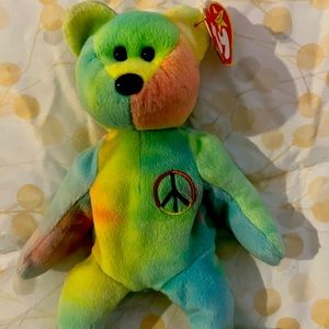 TY peace the bear beanie baby. RARE 1996 bear